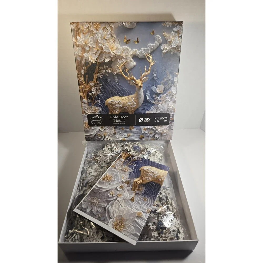 Pickford Gold Deer Bloom Jigsaw Puzzle 1000 PC 50x70 CM New In Box